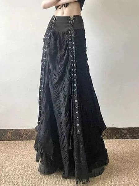 Bestseller Japanens Vintage Midi Women Y2k Retro Skirts Evening Party Gothic Punk Chic Skirt Korean Casual Fashion Spring High Waist ddmytues