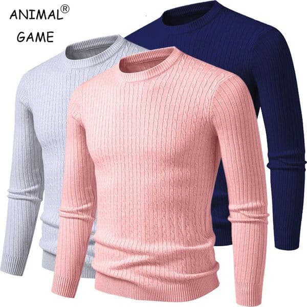 Mens Crew Neck Sweaters Long Sleeve Lightweight Knit Dress Pullover Sweaters Casual outwear Twist Patterned Cable Sweaters 260104