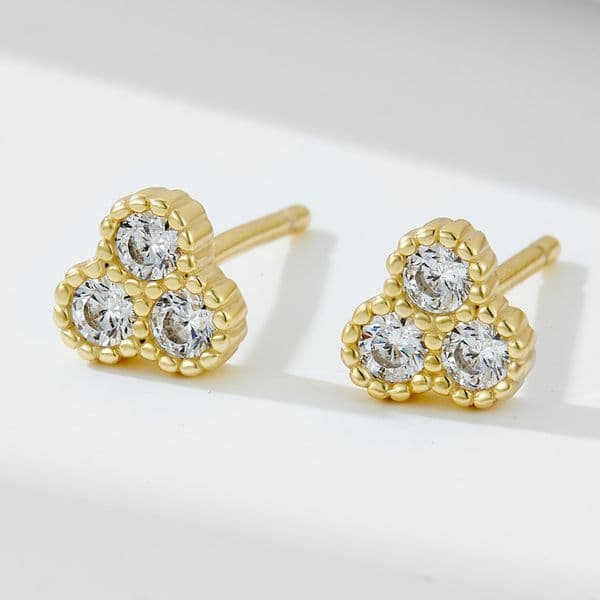 S925 Sterling Silver Simple Small Micro Pave Zircon for Women, Elegant Geometric Light Luxury INS Earrings with a High-End Feel