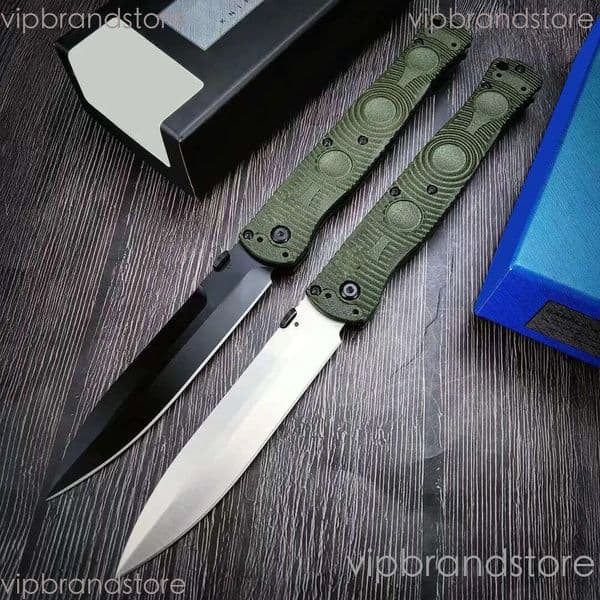 4Models 391 SOCP Folding Knife fixed blade knife 4.56 D2 Black Cerakote Spear Point Plain Blade, CF-Elite Handles - 391BK