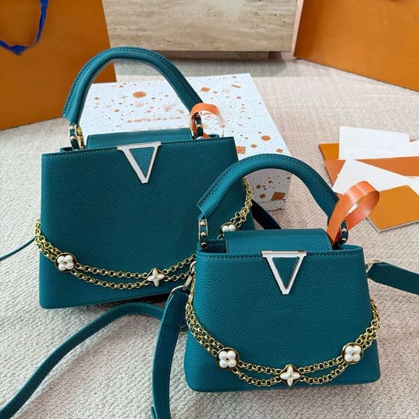 Cowhide Handbags Purse Luxury Designer Tote Bags Women Capucines Bb With Gold Chains Hardware Accessories Shoulder Crossbody colorful chain Noblewoman Bag