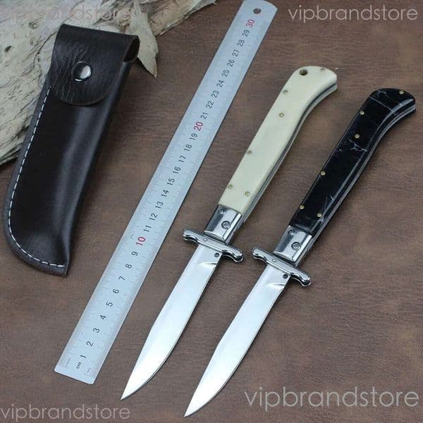 3Models 10'' Inch fixed blade knife Italian Stiletto Mafia knife 440c Blade Acrylic Handles Pocket Knives Tactical EDC Tools