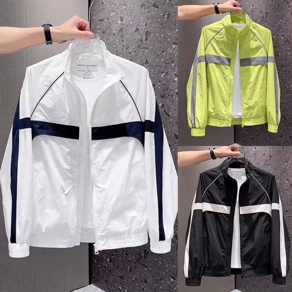 Designer Shirt Stand Collar Casual Jacket New Fashion Trend Patchwork Color Block Slim Polo Designer Hoodie Shirt Fit Youth Jacket