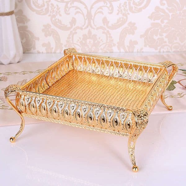 Living Room Household Plate Creative Modern Metal Fruit Tray European Style Multifunctional Coffee Table Desktop Snack Storage Box B5