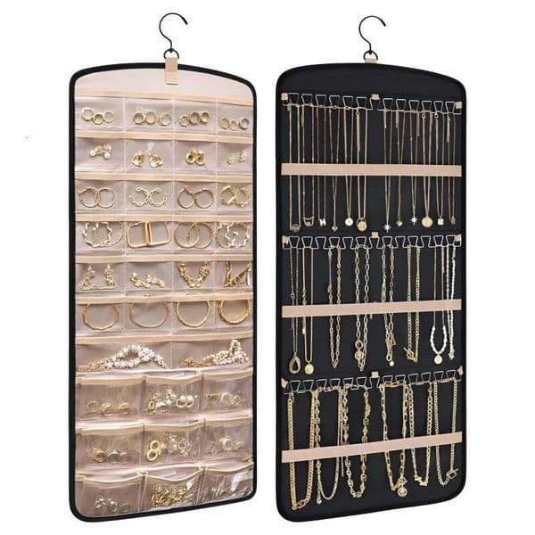 Bestseller Hanging Jewelry Storage Bag Double-sided Foldable with Hook Anti-oxidation Suitable for Earrings necklaces and Rings Accessories ddmytues