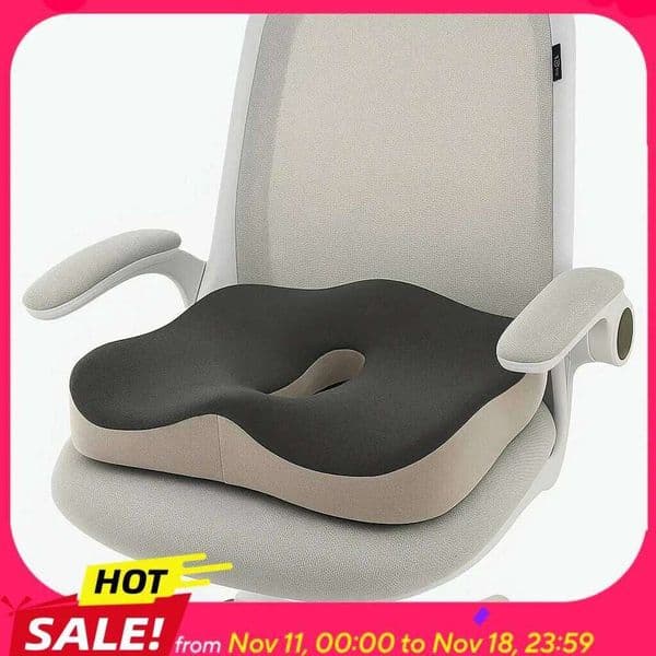 1pc Memory Foam Seat Cushion - 3D Ergonomic Support| Light Green & Grey, Washable Polyester, Car/Office Essentials Home Decor 26N0105