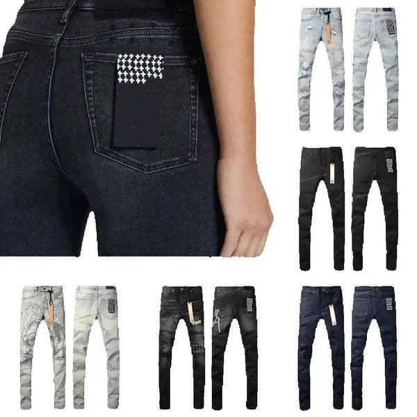 for mens baggy designer men pants trendy comfy skinny slim fit jeans black trousers Broken hole Zipper jean High Quality Straight Q260516
