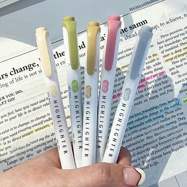 5 Colors/box Double Headed Highlighter Pen Set Fluorescent Markers Highlighters Pens Art Marker Japanese Cute Kawaii Stationery 251230