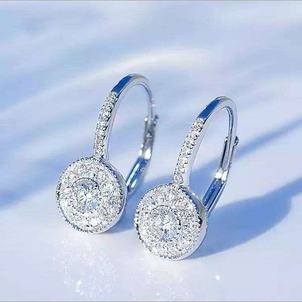 Fashion Silver Color Luxury Hoop Dangle for Women with Dazzling Cubic Zirconia Earrings Gift Statement Jewelry