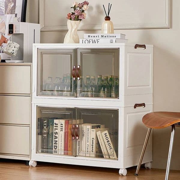 Bestseller Multi-layer magnetic double-door wheeled cabinet, large-capacity foldable storage box for household snacks ddmytues
