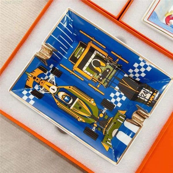 Luxury Bone China Desktop Organizer Tray - Platinum Horse Ceramic Valet Dish for Home & Office