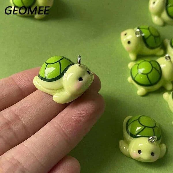 10pcs Kawaii 3D Small Turtle Resin Charms Cartoon Animal Pendant For Earring Keychains Diy Decor Jewelry Make 26T0106