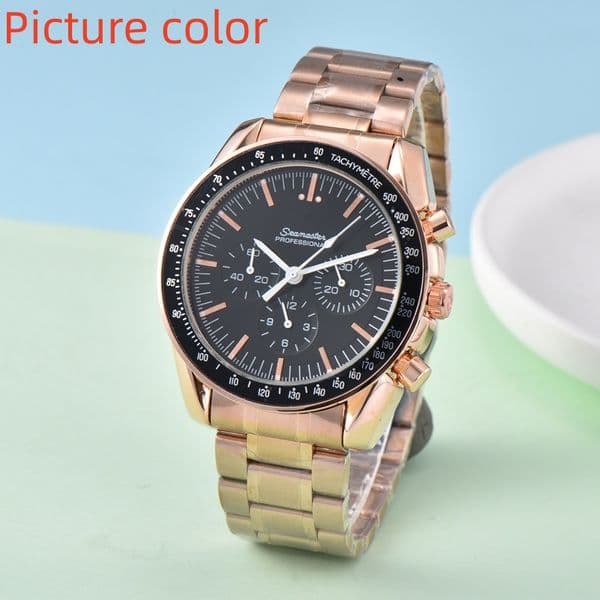 Ome WristWatch for Men 2026 Mens Watches Six needles All dials work Quartz Watch Top Luxury Brand Chronograph clock Steel Strap fashion Speedmaste Stylish
