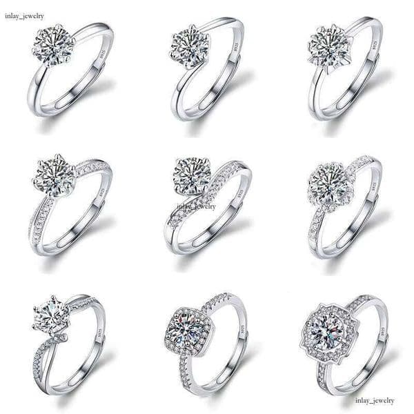 Custom Wholesale Luxury VVS Moissanite Adjustable Wedding Engagement Ring Cheap silver Hui Stone Diamond Female