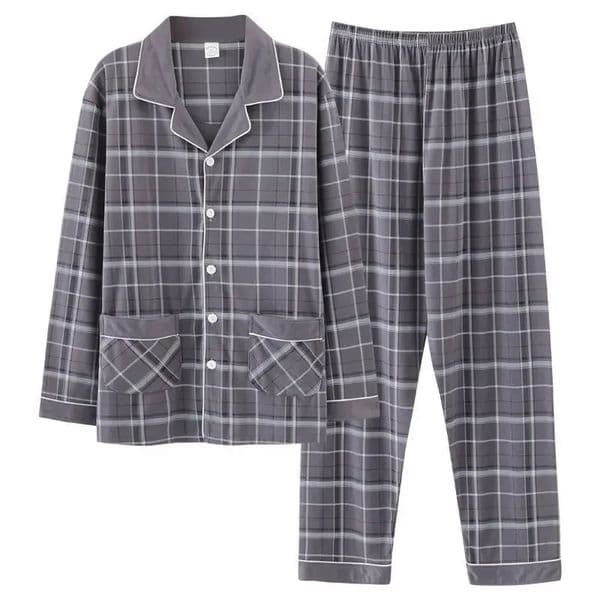 Mens 100 Cotton Autumn Pajama Set Loosefit Long Sleeve Trousers Suitable For Middleaged Elderly 260106