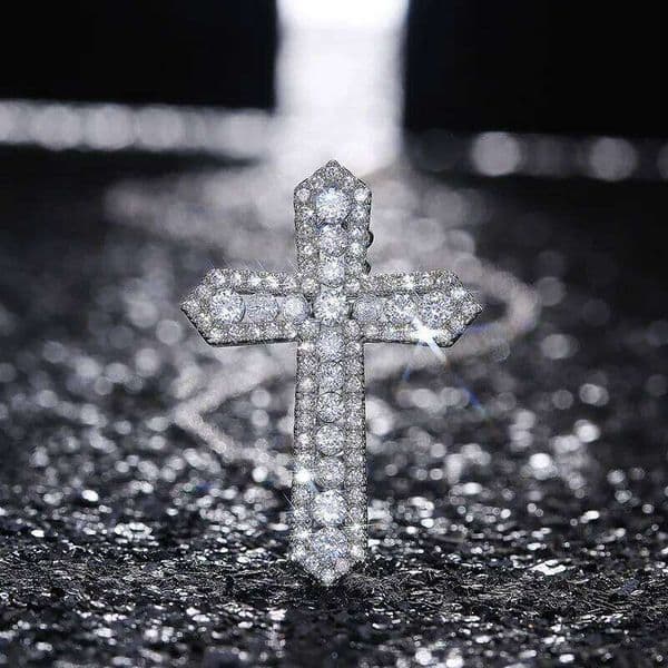 Zircon Inlaid Cross Necklace Pendant Jewelry for Women Long Clavicle Chain Necklaces