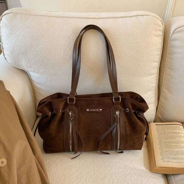Autumn Winter Suede Large Capacity Shoulder Crossbody Tote Bag Liksusie