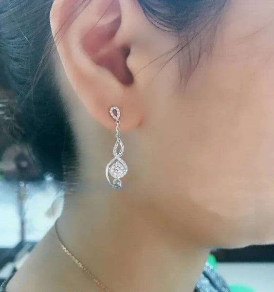 3 Color Music Notes Drop Full CZ Clear Crystal Earring Sterling Silver Earrings for Women Wedding Jewelry