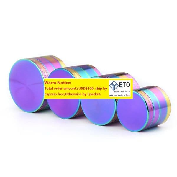 Rainbow Color Zinc Alloy Herb Grinder 4 Layer 40mm 50mm 55mm 63mm Ice Blue Metal Tobacco Grinder Spice Crusher smoking Accessory Premium ZZ