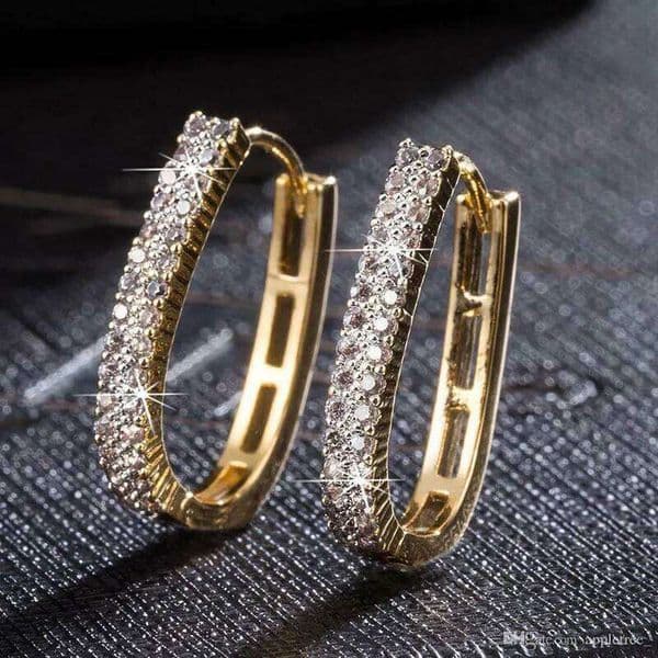 Luxury Full Paved CZ Hoop Earrings for Women Simple Elegant Wedding Party Daily Wear Fashion Jewelry Gifts