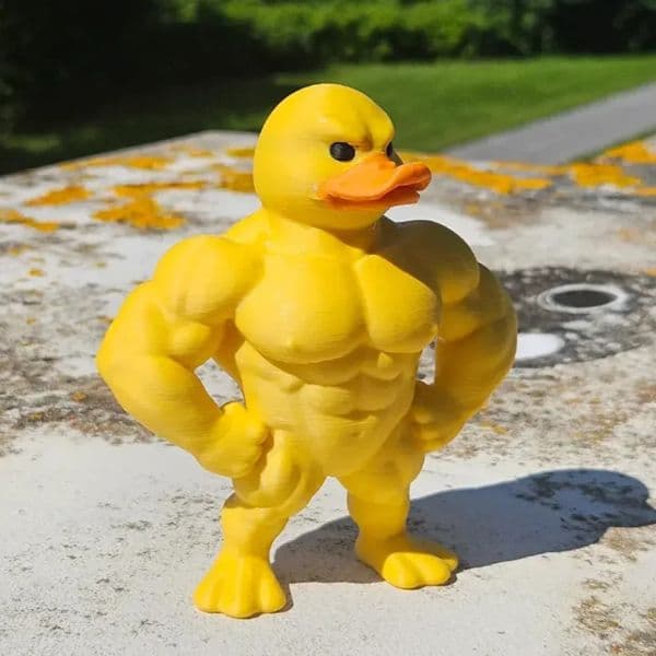 1pc Muscle Duck Statue - 3D Desktop Decor Cute Bookshelf Whimsical Figurine Multifunctional Indoor/Outdoor Decoration 260106
