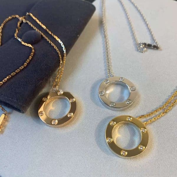 Necklace designer luxury jewelry women 18K gold Pendant Necklaces metal diamonds love circle thin letter charm necklace lovely Valentines Day gifts