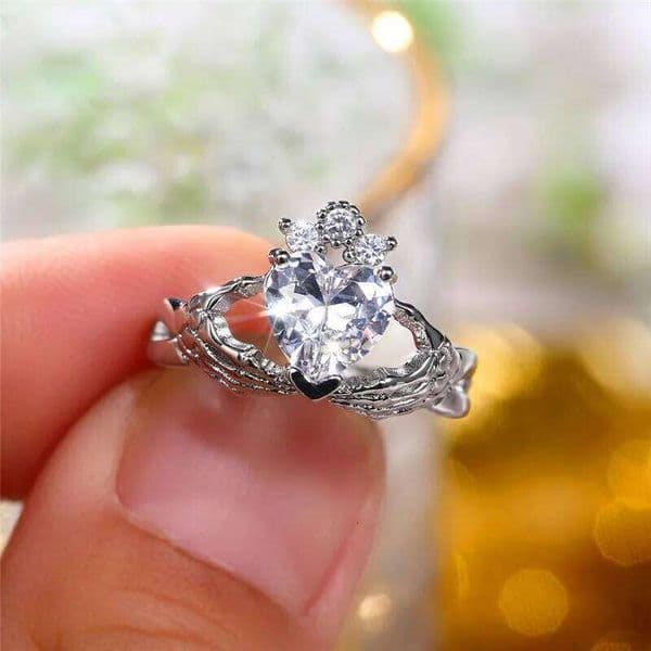 Cubic Zirconia Heart Ring For Women Couple Fashion Wedding Gift Jewelry Accessories