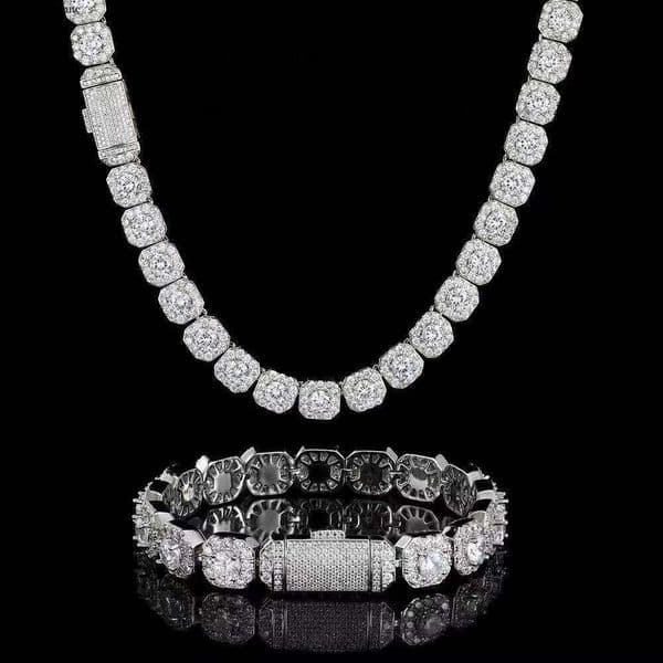 Necklace bracelet Moissanite Diamond Custom Vvs Cuban Link S Sier 10mm Large Tennis Chain Solid Back Hiphop ac