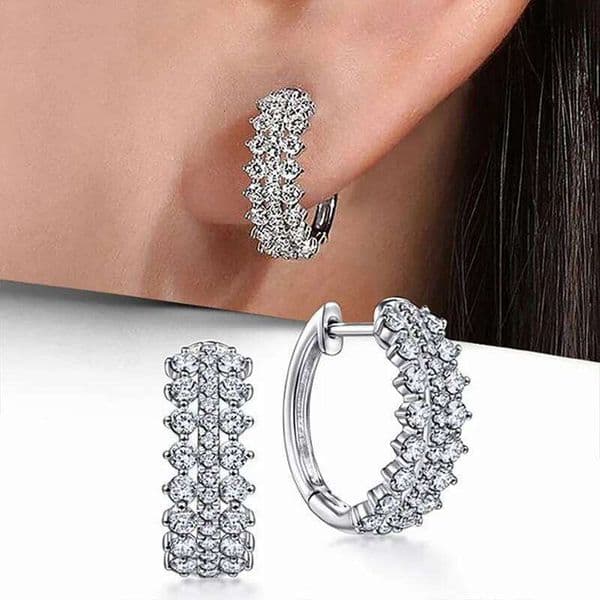 Luxury Cubic Zirconia Hoop Women Wedding Party Bridal Earrings Daily Wear Temperament Ear Jewelry