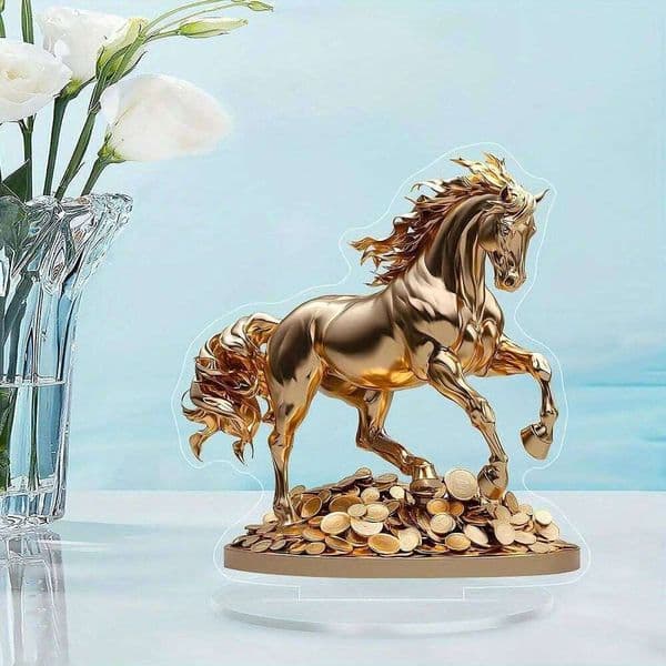 2D Flat Horse Statue Waterproof Creative Decorative Desk Decoration Tabletop Sculpture for Office Window Indoor Fireplace Shelf 26T0106