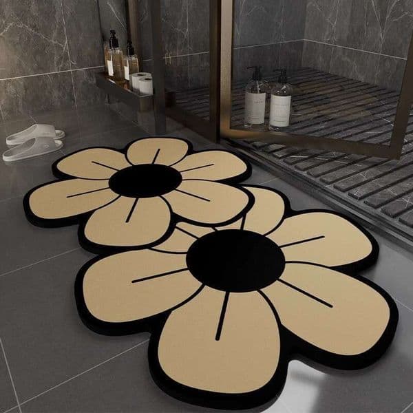 French Style Light Luxury Small Daisy Diatomaceous Earth Bathroom Water Absorption Shower Room Entrance Quick-Dry Foot Mat