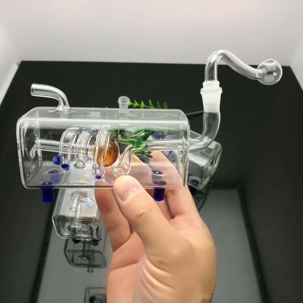 A new type of water bottle with square tube and wire IN STOCK glass pipe bubbler smoking pipe water Glass bong
