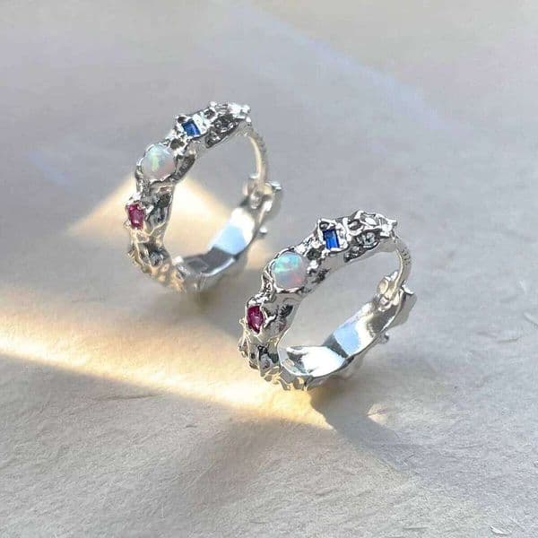 925 Sterling Silver Opal Hoop Earrings For Women Gift Cute Irregularly Jewelry Accessories Dropshipping Wholesale