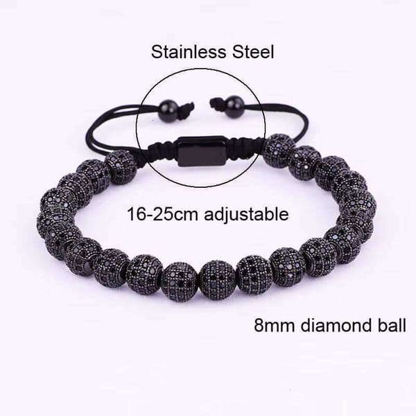 New Design Iced Men's Luxury Bracelet Hip 14K Hop VVS Moissanite Crystal Pave Ball Women's Jewelry Beads Custom Logo Macrame Adjustable B