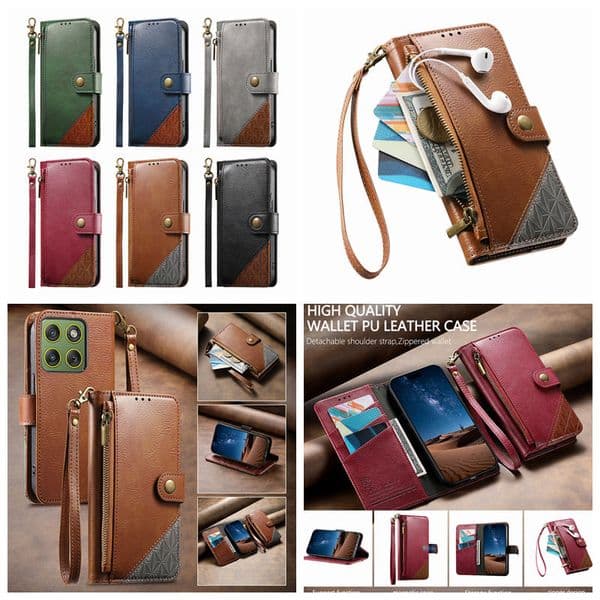 Multi-functional Leather Wallet Cases For Moto G06 G57 Power Edge 70 60 G Stylus 5G 2026 g86 Google Pixel 10 Pro XL 10A 9 9A Zipper ID Card Slot Flip Cover