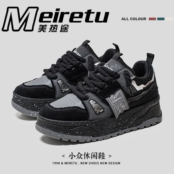 Ddmytiger Autumn INS Hong Kong Style Niche Thick Soled Trendy MEIRETU Harajuku Retro Height Increasing Dad Shoes Outdoor Shoes