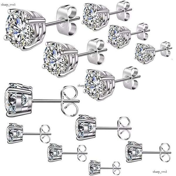 Small Frame Set AB Crystal VVS Moissanite Fashion Women's Silver Plated Geometric Party Theme VVS Moissanite Earrings