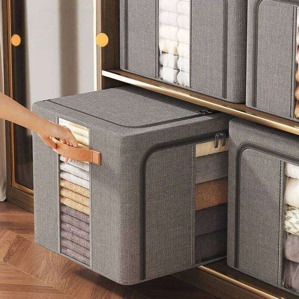 1PC Large capacity basket Steel frame foldable clothes storage box Cotton quilt hat scarf Wardrobe organizer 26H0107