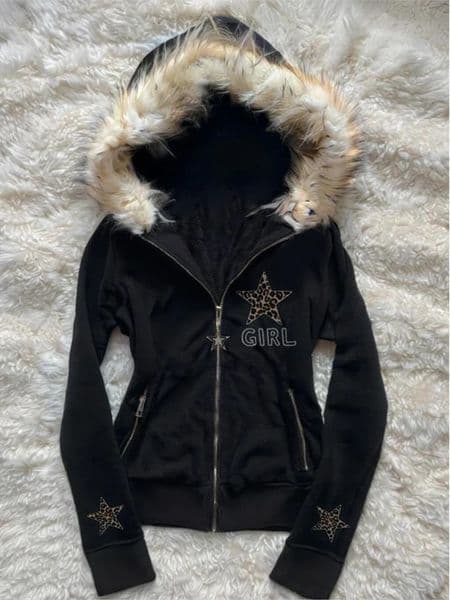 Vintage American Retro White Letter Hoodie Women Winter Faux Fur Lined Zip Up Sweatshirt Cozy Pullover Streetwear 260106