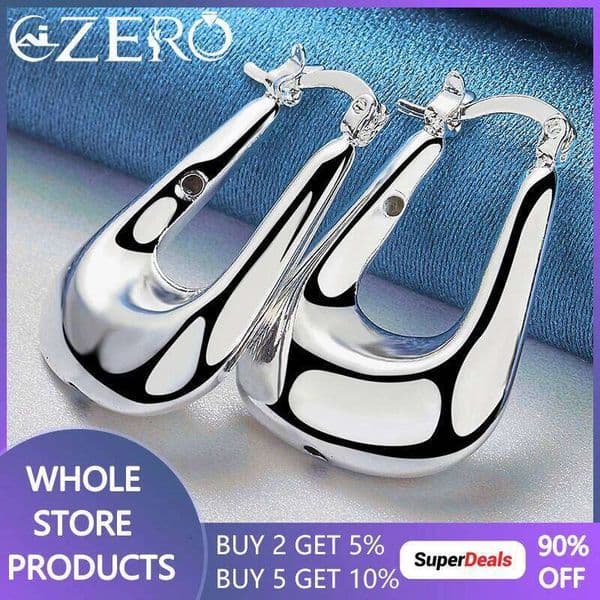 ALIZERO 925 Sterling Silver Smooth U-Shaped Hoop Earrings For Woman Wedding Engagement Party Fashion Jewelry Christmas Gifts