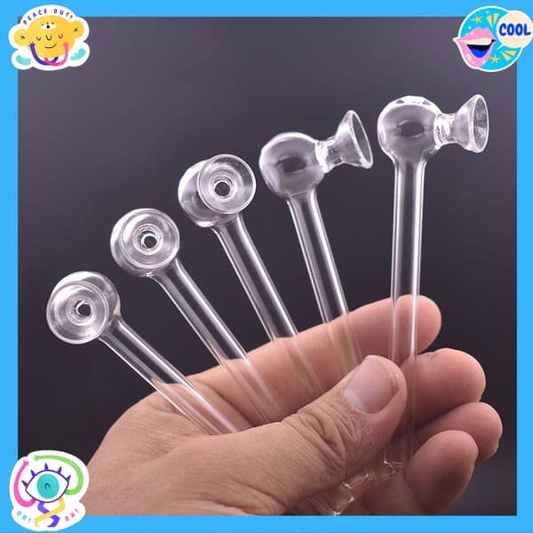 Wholesale 4inch clear glass oil burner pipe funnel shape thick heady hand smoking straw pipes
