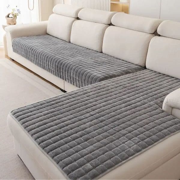 Plush plaid sofa cushion nonslip four seasons universal living room cover simple modern thickened velvet towel 260107