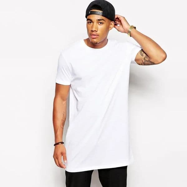 Mens Cotton Clothing White Long T Shirt Hip Hop Men T-Shirt Extra Long Length Man Tops Tee Long Line Tshirt For Male 260106
