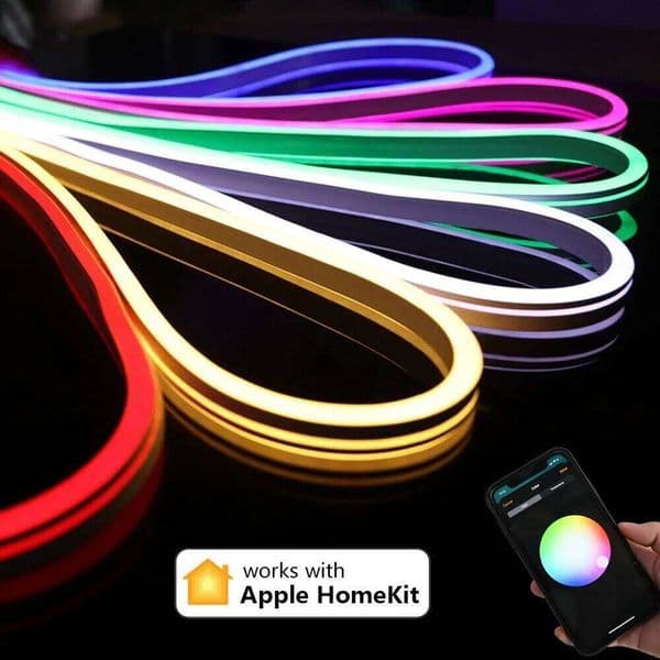 LED Homekit WiFi RGB Neon LED Strip Light 1m 2m 3m 5m Waterproof Dimmable Flexible Lamp Mini Controller 12V Power Siri Voice Control X260107