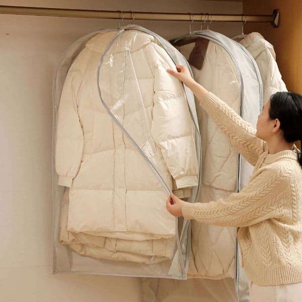 Wardrobe Organizer Bags Down Jacket Air Compression Hanging with Zipper Clothes Dust Cover Save Space Cloth Storage Bag 26T0107