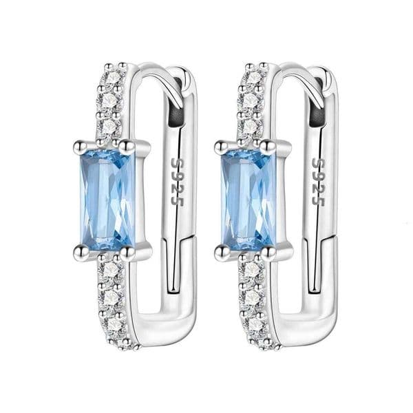 Orstarry Original 925 Sterling Silver Minimally Design Blue Zircon Earrings Women Hoop Earring Anniversary Jewelry Gifts