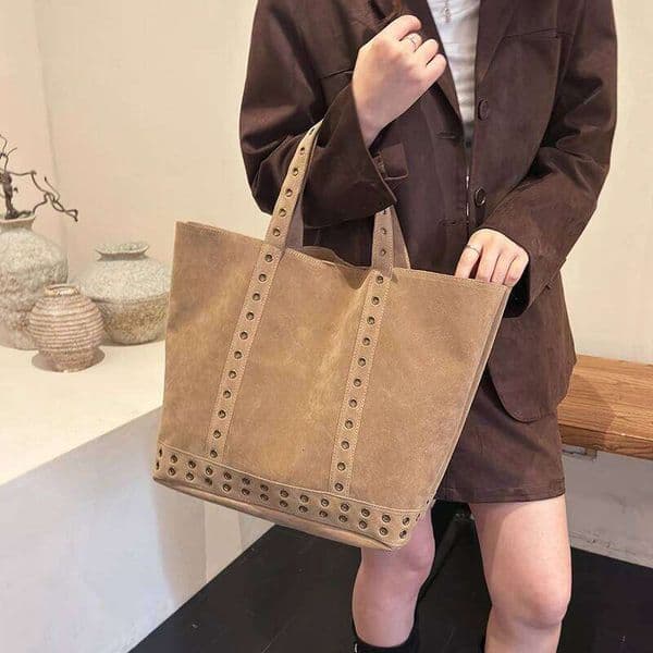 Faux Suede Solid Color Zipper Retro Tote Hot Sale Sequined Casual Shoulder Bags Design Sense Versatile Sweet Handbags TIANOUDAISHU