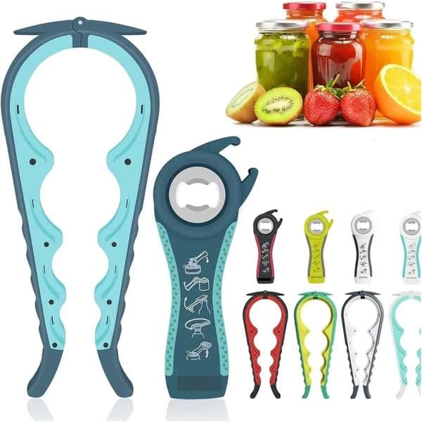 Universal 5-in-1 Jar Bottle Opener Set for Weak Hands - Senior-Friendly Tool with Non-Slip Pad Effortless for Arthritis Users 260106