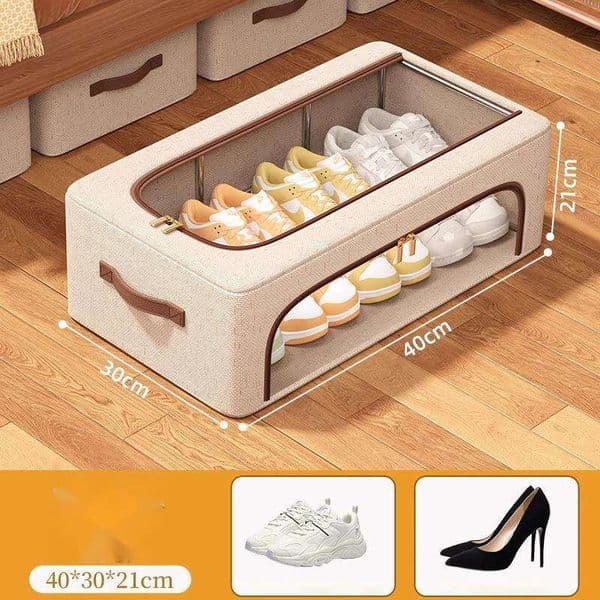 Steel Frame Large Capacity Foldable Shoe with Lid, Suitable for Bedroom, Living Room, Attic, Can Store Toys, Shoes, Thickened Wear 26T0106