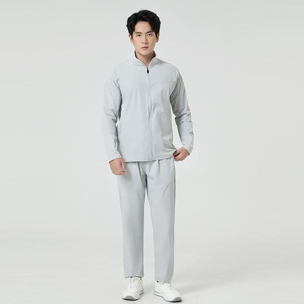 Men's Casual Sports Tracksuit Set Long Sleeve Zipper Jacket Loose Fit Pants Two Piece Set Lightweight Daily Activewear Outfit